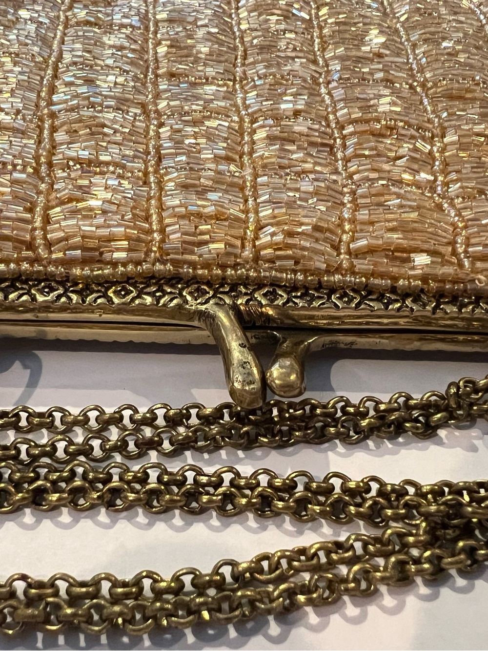 Gold Beaded Ladies Evening Bag - Picture 8 of 9